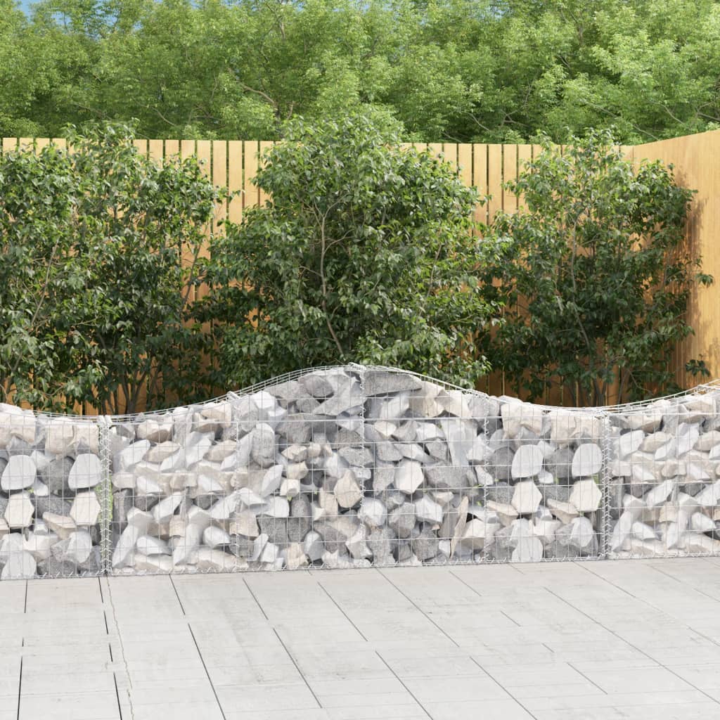 vida XL Gabionen mit Hochbogen 14 Stk. 200x 30x 60/80 cm Verzinktes Eisen