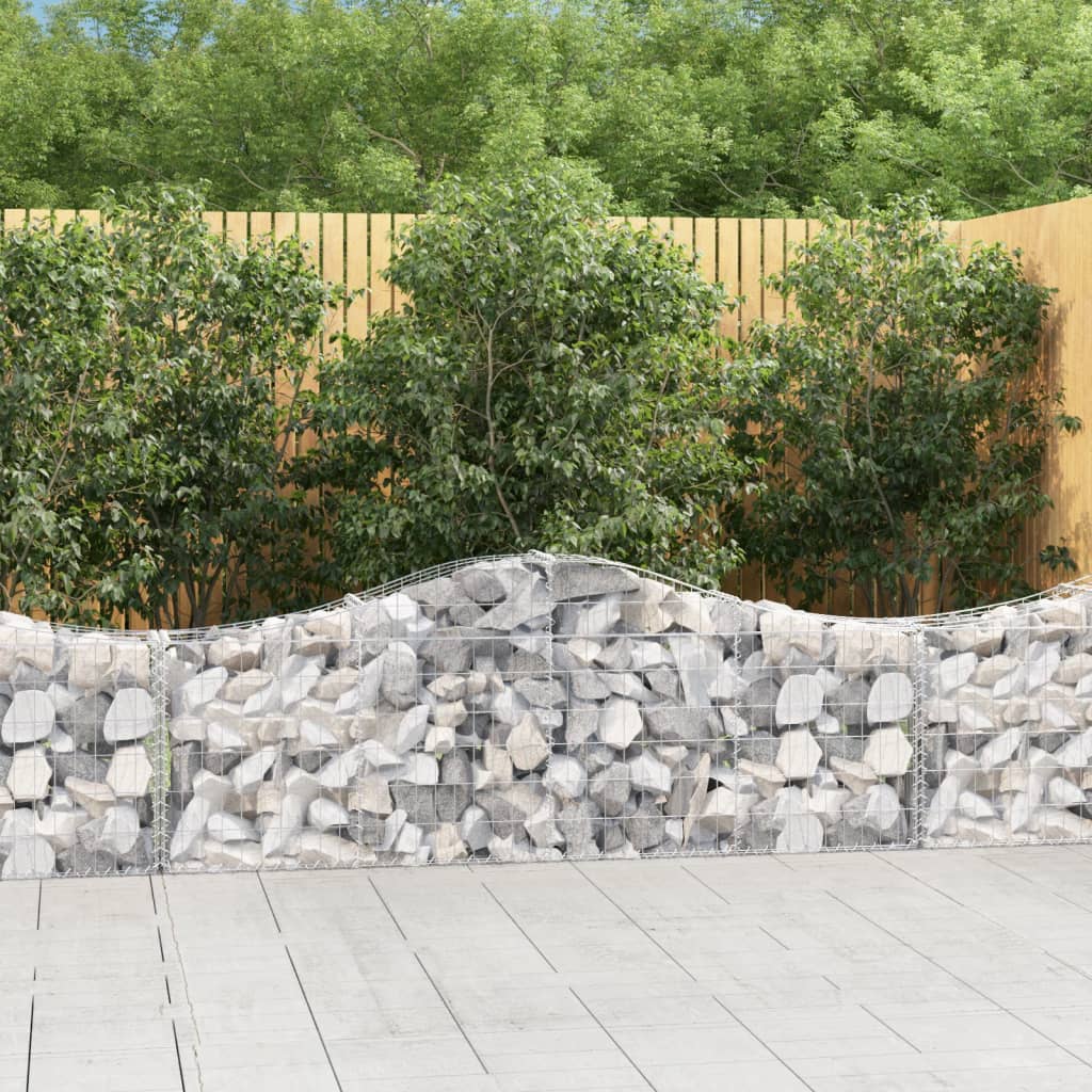 vidaXL Coșuri gabion arcuite 14 buc, 200x30x60/80 cm, fier galvanizat