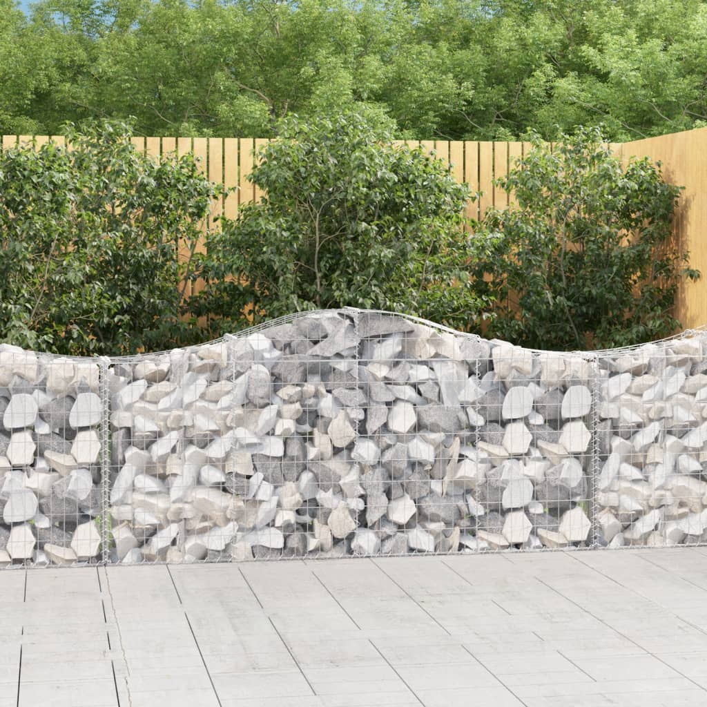 vidaXL Coșuri gabion arcuite 2 buc, 200x30x80/100cm, fier galvanizat