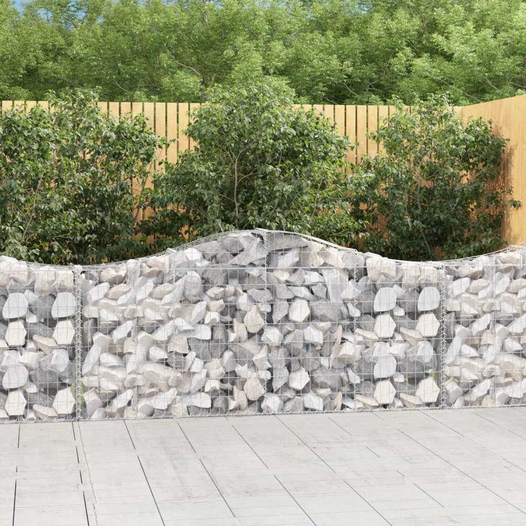 vidaXL Coșuri gabion arcuite 3 buc, 200x30x80/100cm, fier galvanizat