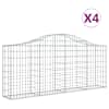 vidaXL kaarekujulised gabioonkorvid 4 tk, 200x30x80/100 cm, raud