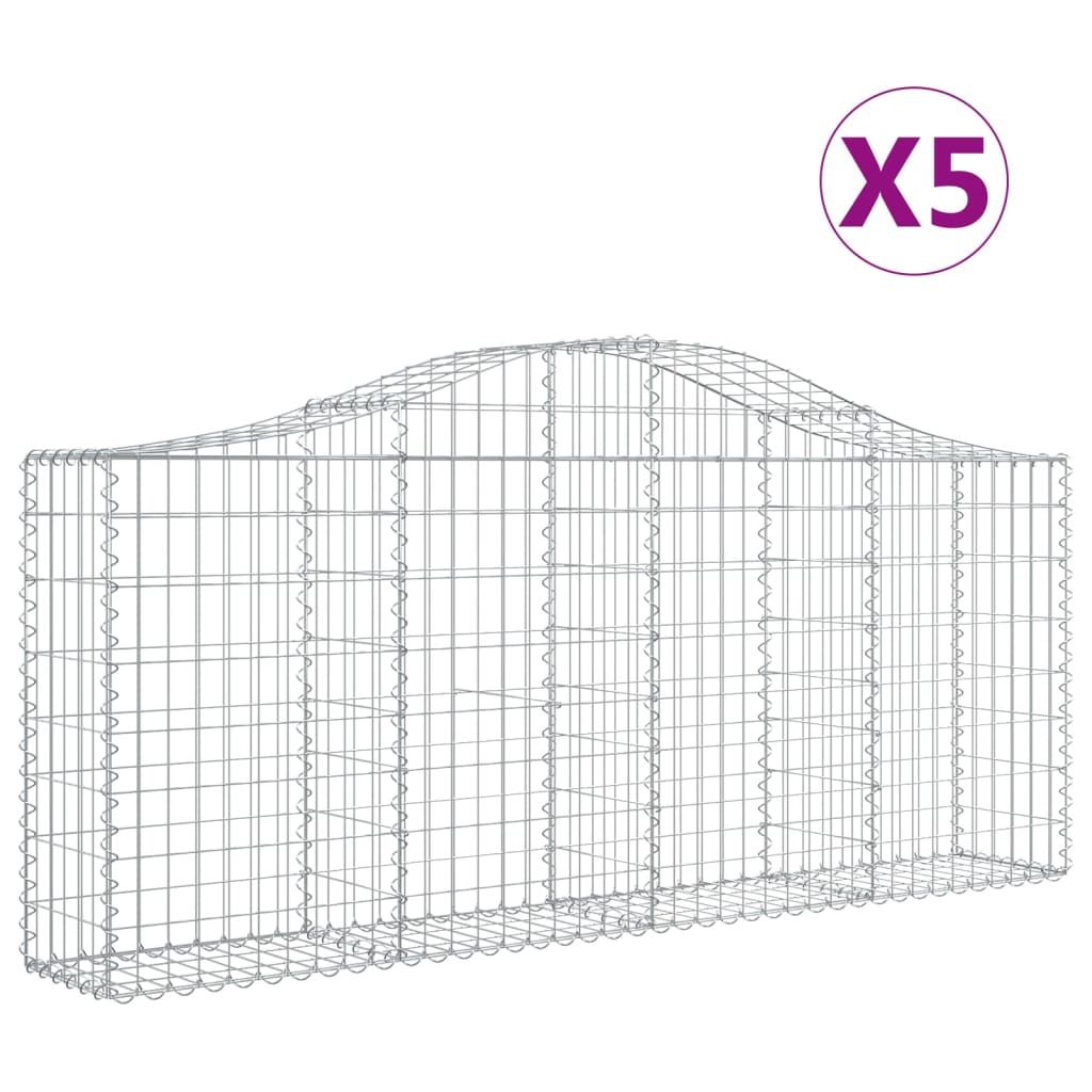 vidaXL Klenuté gabionové koše 5 ks 200x30x80/100 cm pozinkované železo