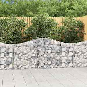 Obokane gabion košare 7 kosov 200x30x80/100 cm cinkano železo