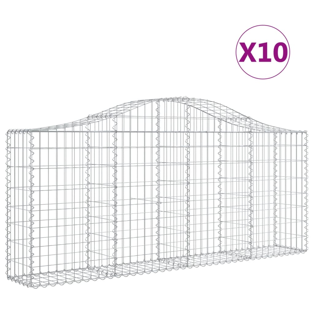 vidaXL Klenuté gabionové koše 10ks 200x30x80/100 cm pozinkované železo