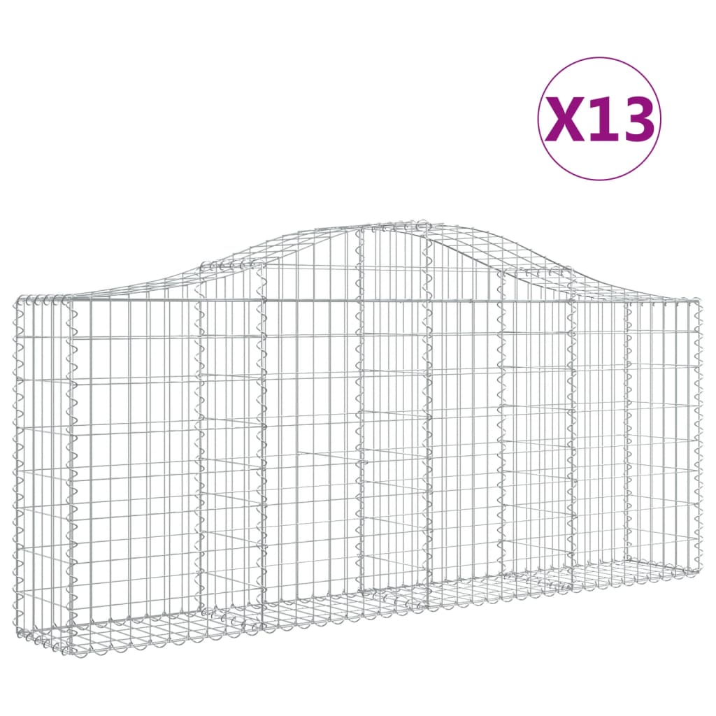 vidaXL Klenuté gabionové koše 13ks 200x30x80/100 cm pozinkované železo