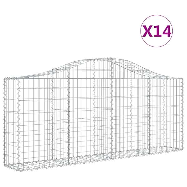 vidaXL kaarekujulised gabioonkorvid 14 tk, 200x30x80/100 cm, raud