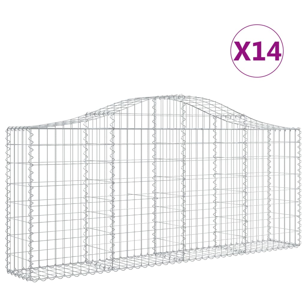 vidaXL Klenuté gabionové koše 14ks 200x30x80/100 cm pozinkované železo