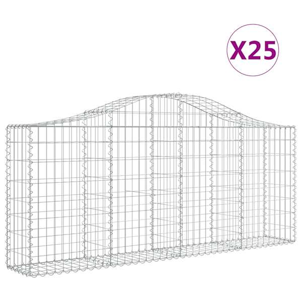 vidaXL kaarekujulised gabioonkorvid 25 tk, 200x30x80/100 cm, raud
