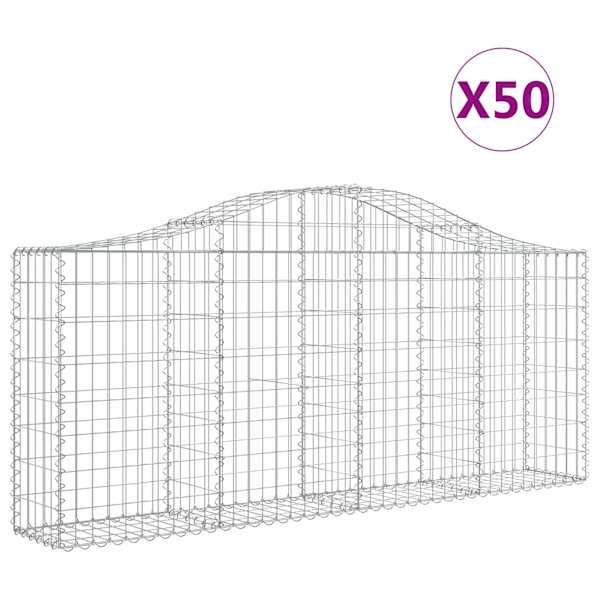 vidaXL kaarekujulised gabioonkorvid 50 tk, 200x30x80/100 cm, raud
