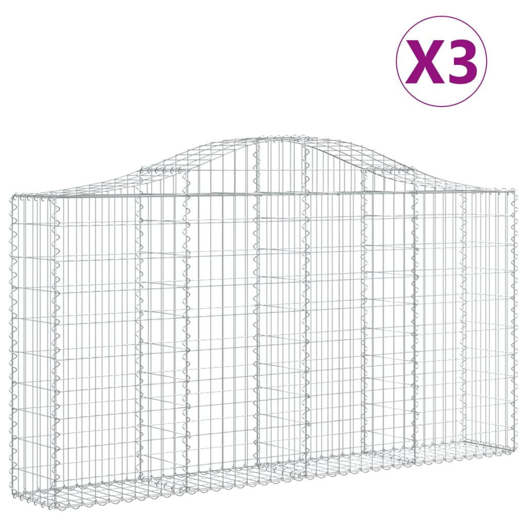 3 db íves horganyzott vas gabion kosár 200x30x100/120 cm