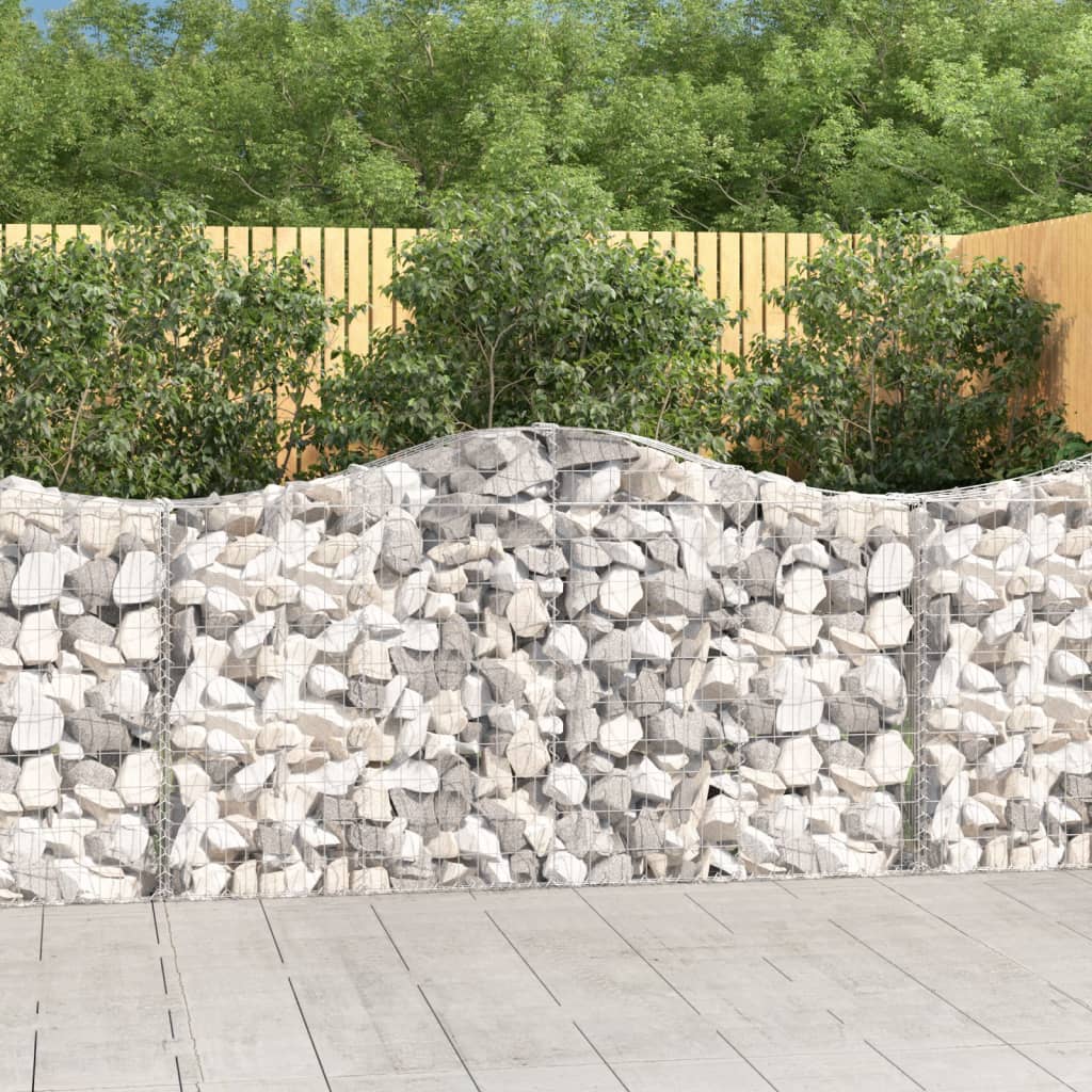 vida XL Gabionen mit Hochbogen 3 Stk. 200x 30x 100/120cm Verzinktes Eisen