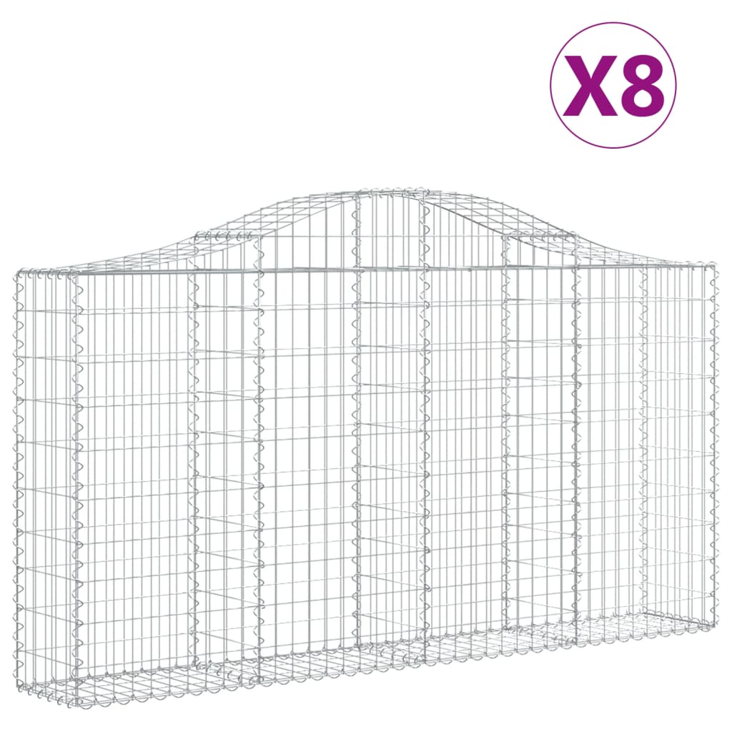 vidaXL Klenuté gabionové koše 8 ks 200x30x100/120cm pozinkované železo