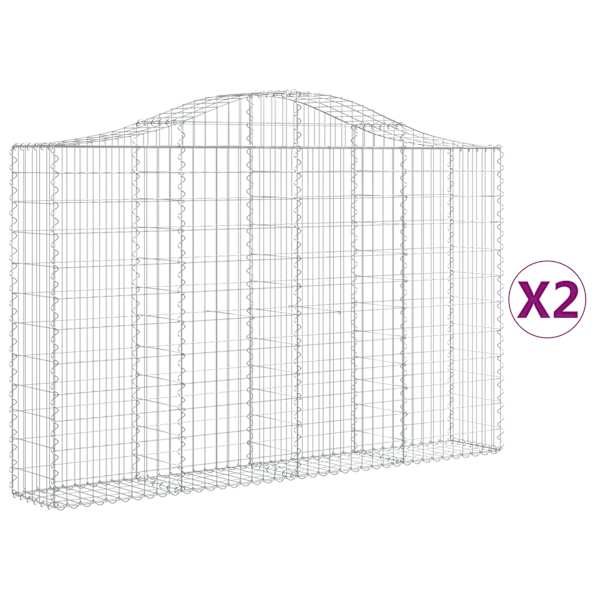 vidaXL kaarekujulised gabioonkorvid 2 tk, 200x30x120/140 cm, raud
