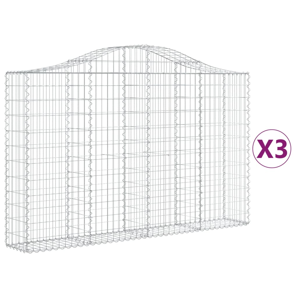 vidaXL Klenuté gabionové koše 3 ks 200x30x120/140cm pozinkované železo