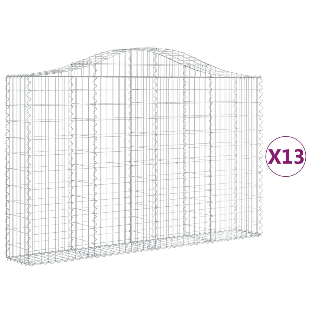 vidaXL Klenuté gabionové koše 13ks 200x30x120/140cm pozinkované železo