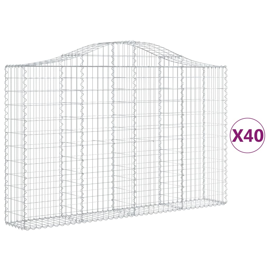 40 db íves horganyzott vas gabion kosár 200x30x120/140 cm