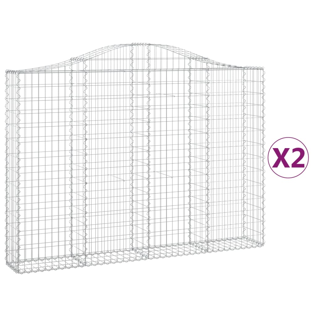 vidaXL Klenuté gabionové koše 2 ks 200x30x140/160cm pozinkované železo