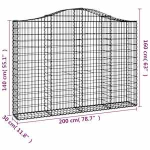 Klenuté gabionové koše 3 ks 200x30x140/160cm pozinkované železo - obrázek 6