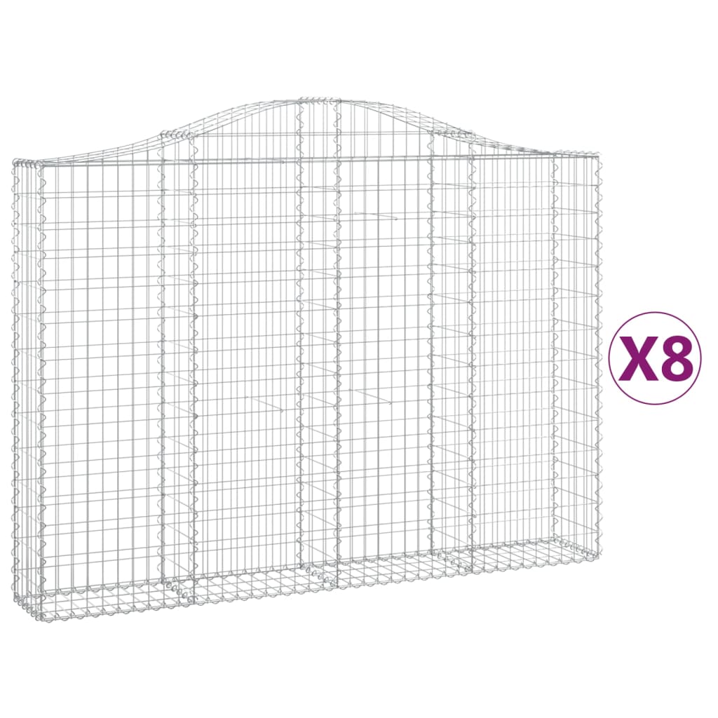 vidaXL Schanskorven 8 st gewelfd 200x30x140/160 cm ijzer