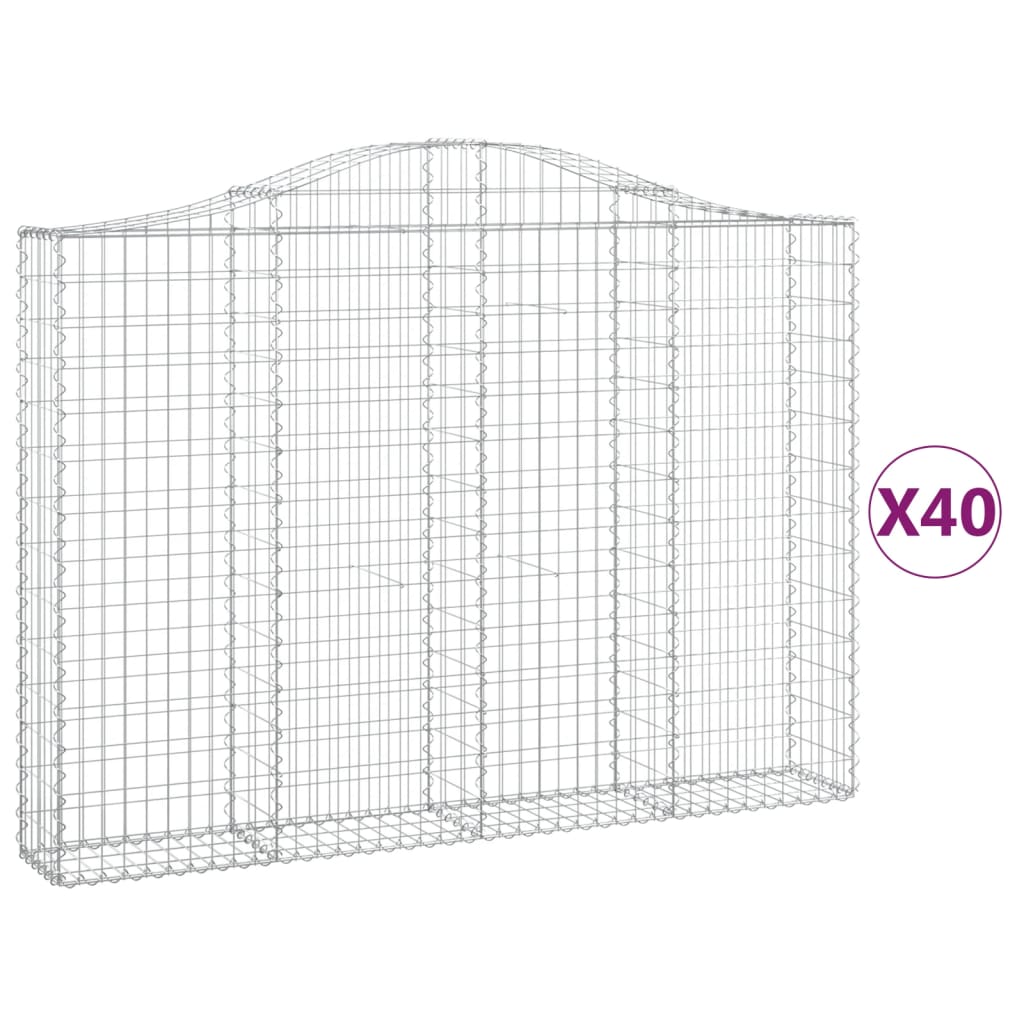 Kosze gabionowe, 40 szt, 200x30x140/160cm, galwanizowane żelazo