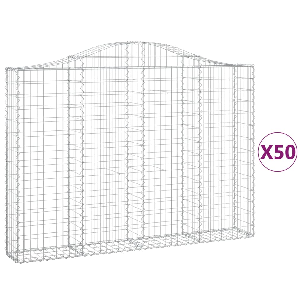 50 db íves horganyzott vas gabion kosár 200x30x140/160 cm