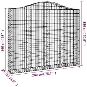 Klenuté gabionové koše 6 ks 200x30x160/180cm pozinkované železo - obrázek 6