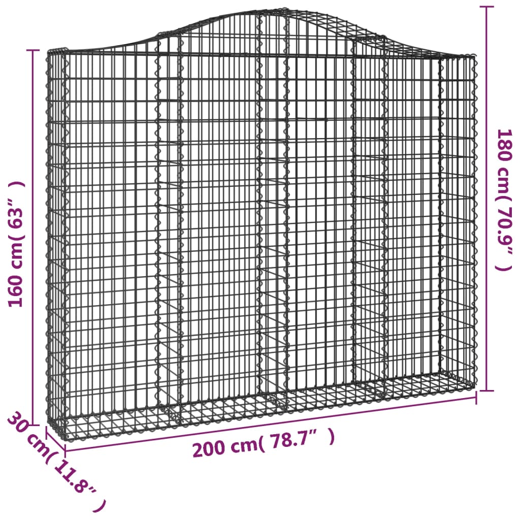 14 db íves horganyzott vas gabion kosár 200x30x160/180 cm