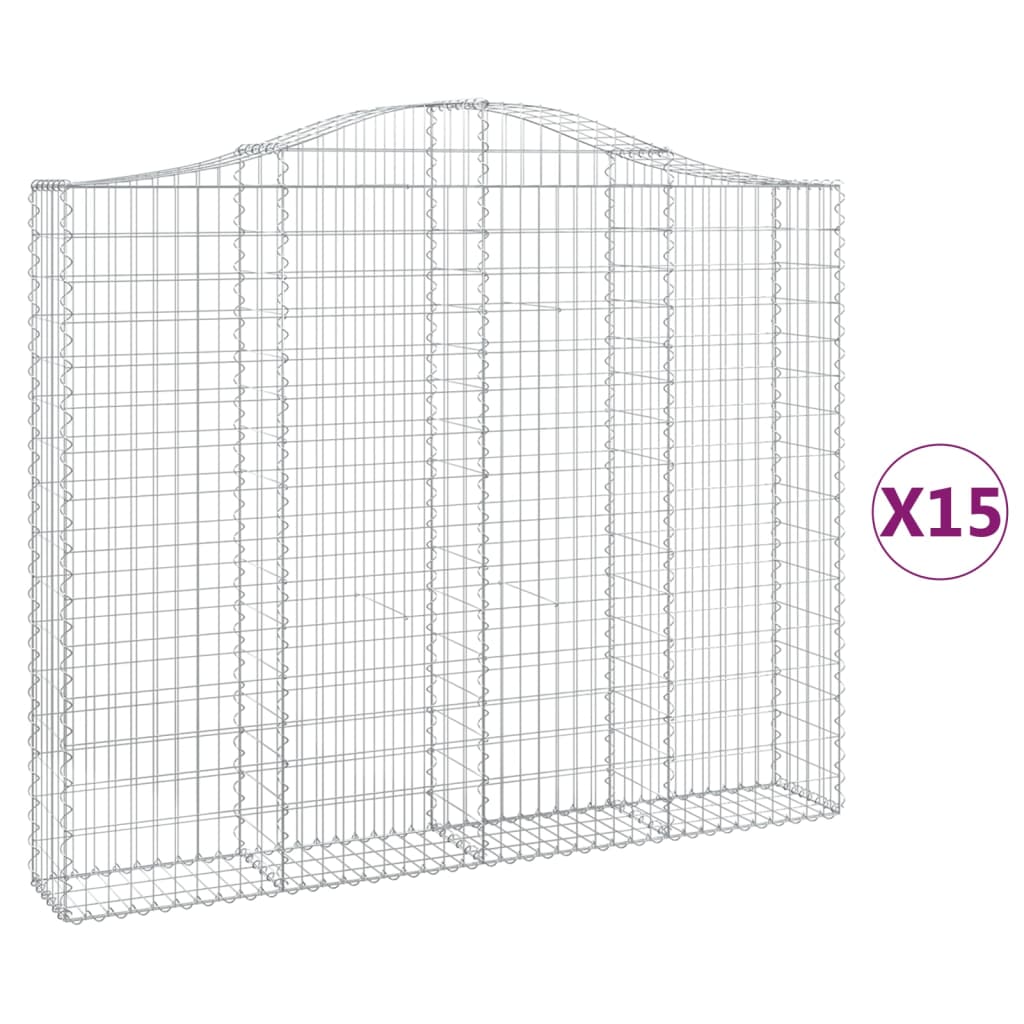 15 db íves horganyzott vas gabion kosár 200x30x160/180 cm