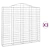 vidaXL kaarekujulised gabioonkorvid 3 tk, 200x30x180/200 cm, raud