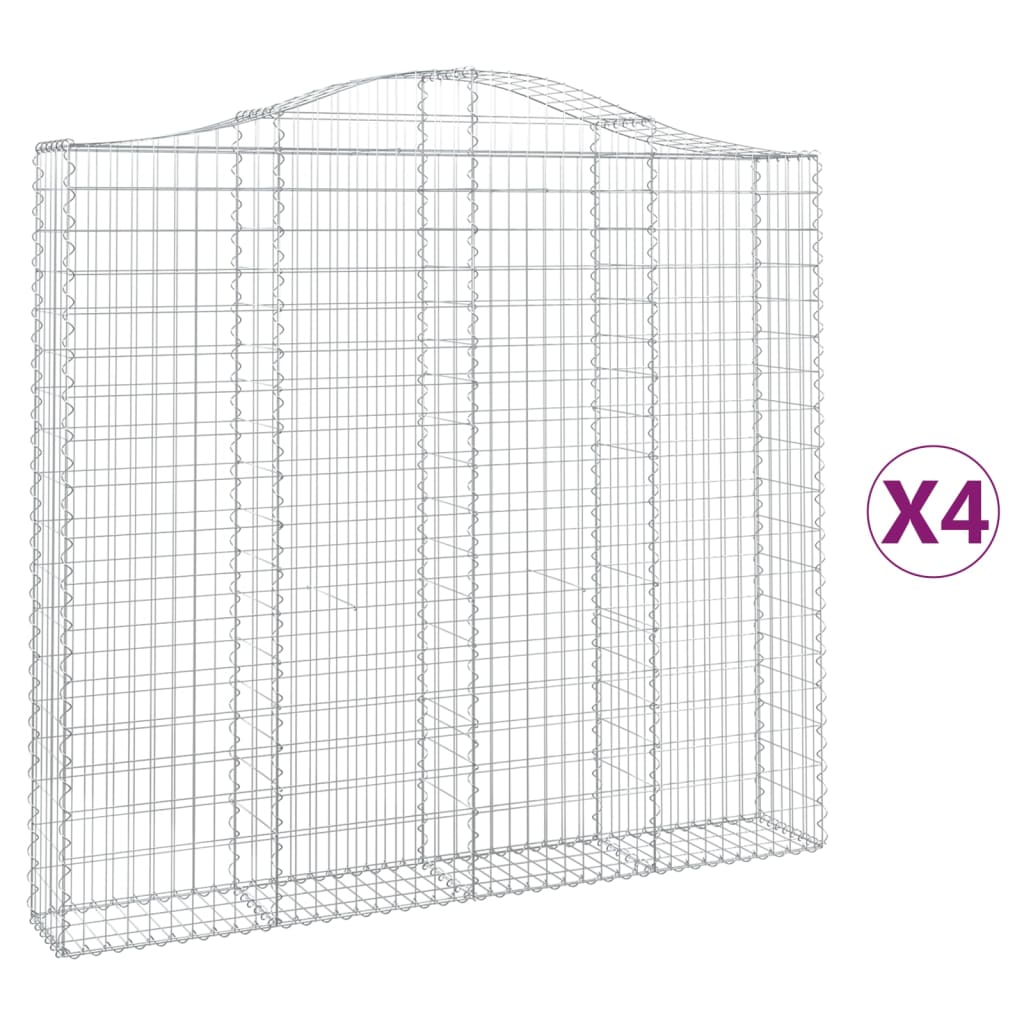 vidaXL Klenuté gabionové koše 4 ks 200x30x180/200cm pozinkované železo