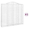 vidaXL kaarekujulised gabioonkorvid 5 tk, 200x30x180/200 cm, raud
