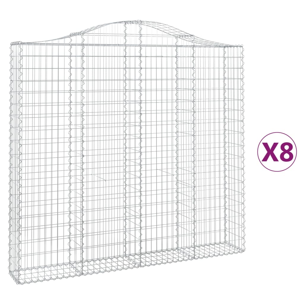 vidaXL Klenuté gabionové koše 8 ks 200x30x180/200cm pozinkované železo
