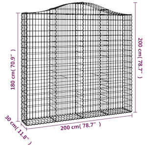 Klenuté gabionové koše 8 ks 200x30x180/200cm pozinkované železo - obrázek 6