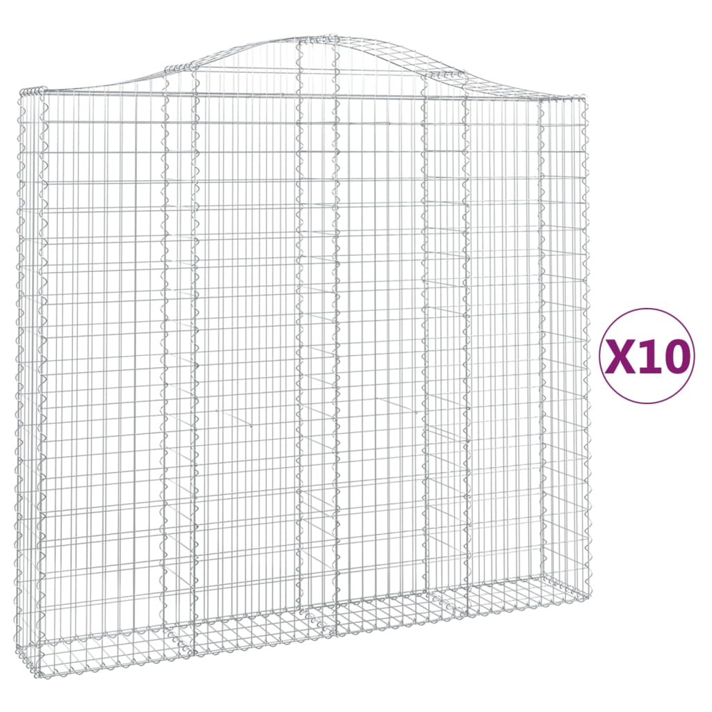 Thumbnail - vidaXL Gabionen mit Hochbogen 10 Stk 200x30x180/200cm Verzinktes Eisen