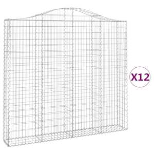 Klenuté gabionové koše 12ks 200x30x180/200cm pozinkované železo - obrázek 2