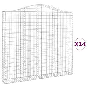 Klenuté gabionové koše 14ks 200x30x180/200cm pozinkované železo - obrázek 2