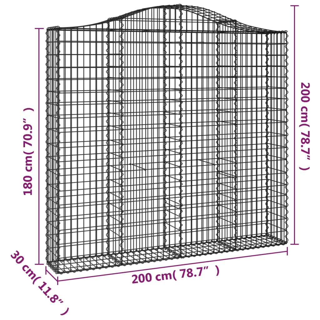 20 db íves horganyzott vas gabion kosár 200x30x180/200 cm