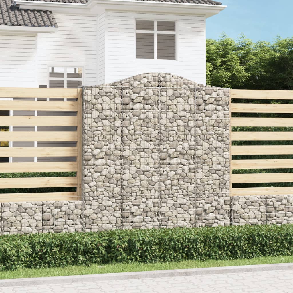 vidaXL Coșuri gabion arcuite, 2 buc 200x30x220/240cm, fier galvanizat