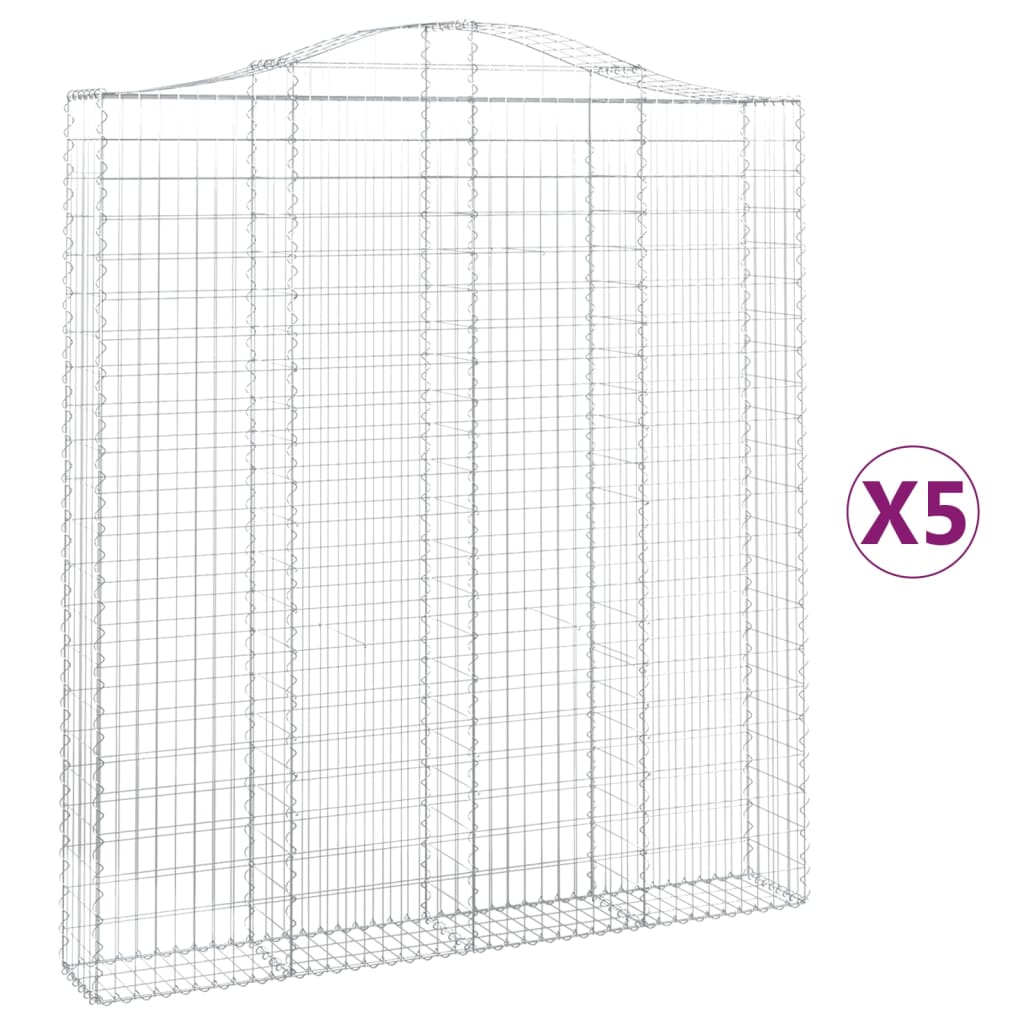 vidaXL Klenuté gabionové koše 5 ks 200x30x220/240cm pozinkované železo