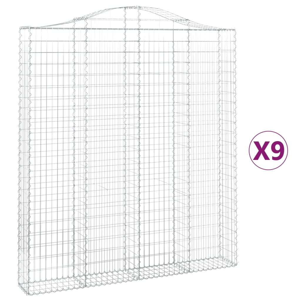 9 db íves horganyzott vas gabion kosár 200x30x220/240 cm