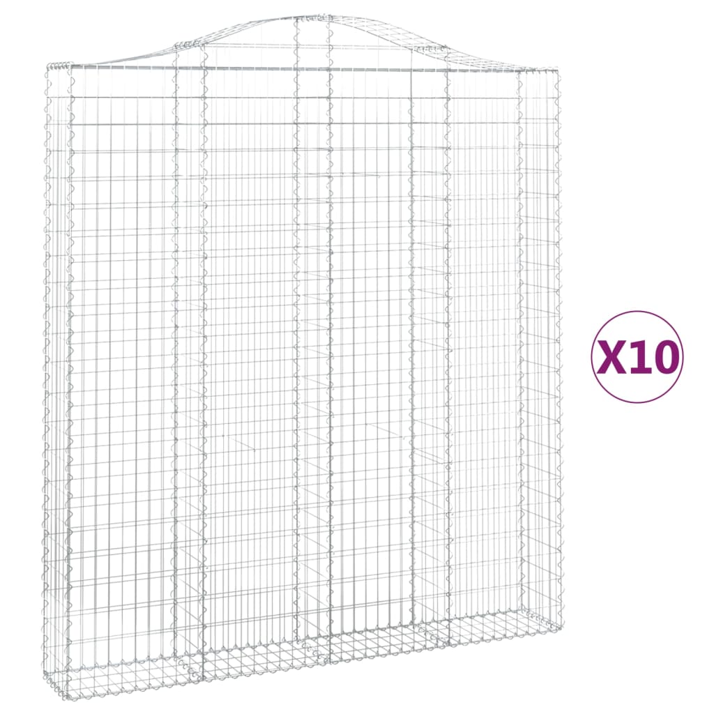 10 db íves horganyzott vas gabion kosár 200x30x220/240 cm