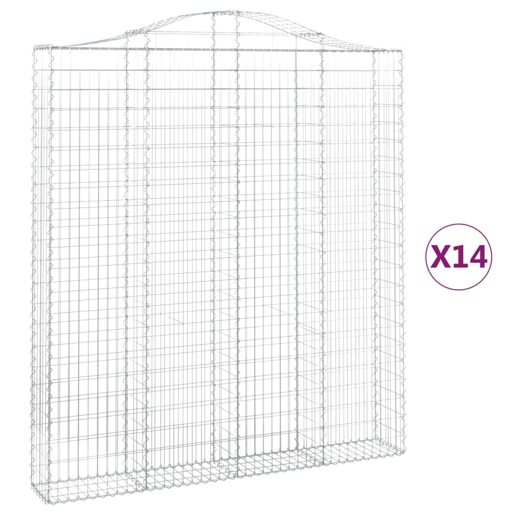 Coșuri gabion arcuite, 14 buc 200x30x220/240cm, fier galvanizat