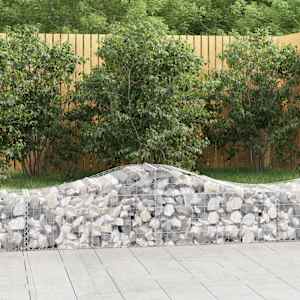 Obokane gabion košare 3 kosi 200x50x40/60 cm pocinkano železo