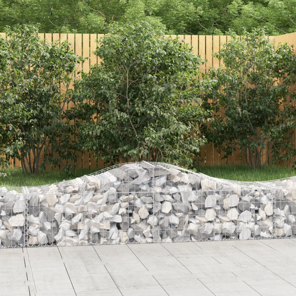 vida XL Gabionen mit Hochbogen 4 Stk. 200x 50x 40/60 cm Verzinktes Eisen