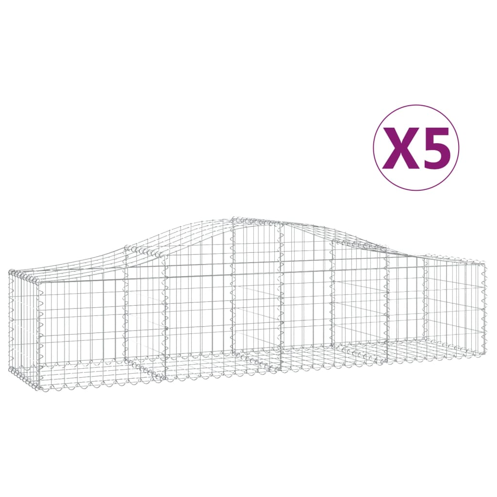 vidaXL Klenuté gabionové koše 5 ks 200x50x40/60 cm pozinkované železo