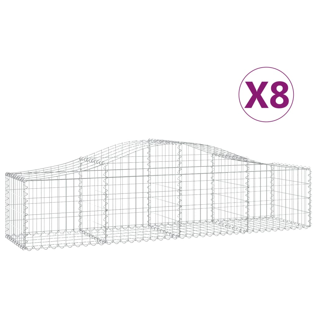 vidaXL Klenuté gabionové koše 8 ks 200x50x40/60 cm pozinkované železo