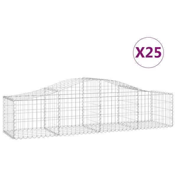 vidaXL kaarekujulised gabioonkorvid 25 tk, 200x50x40/60 cm, raud