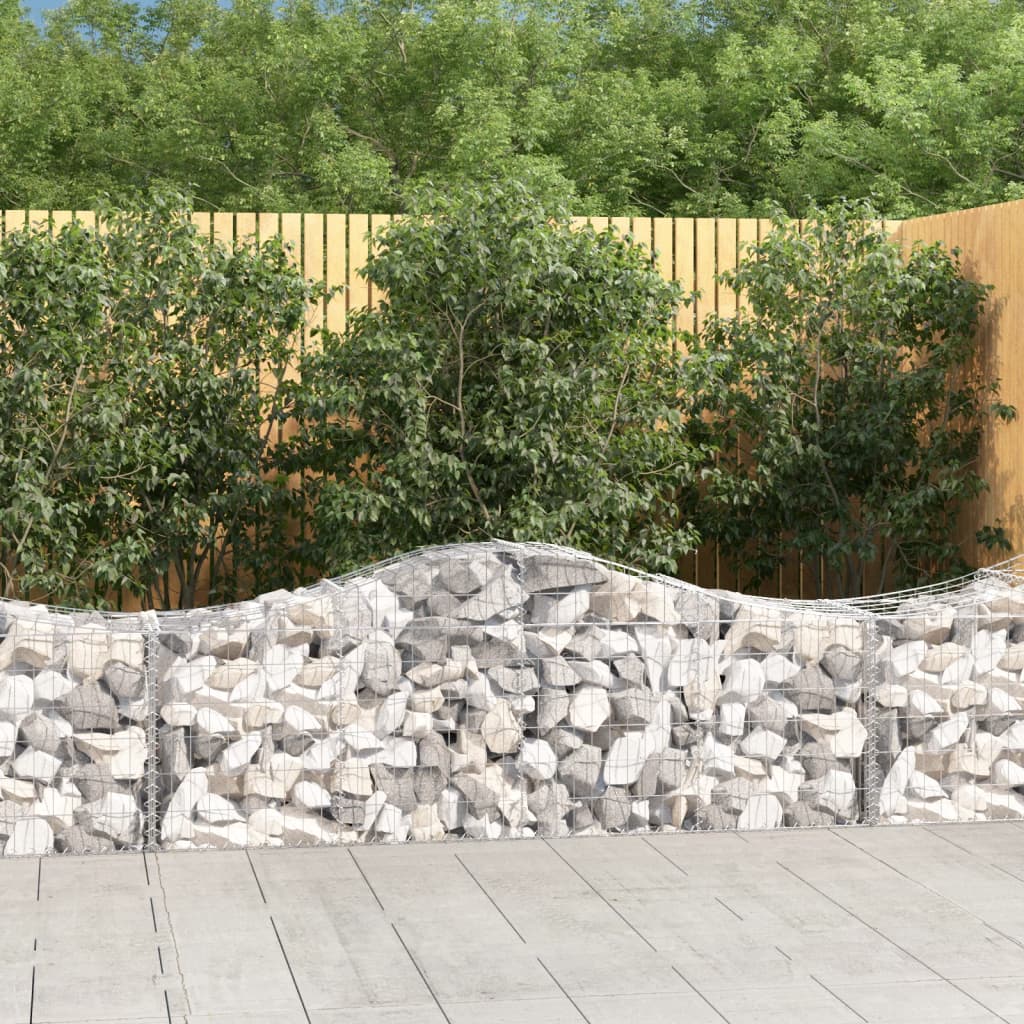 vida XL Gabionen mit Hochbogen 2 Stk. 200x 50x 60/80 cm Verzinktes Eisen