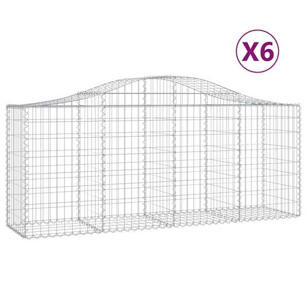 vidaXL kaarekujulised gabioonkorvid 6, 200x50x80/100 cm tsingitud raud
