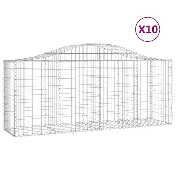 vidaXL kaarekujulised gabioonkorvid 10, 200x50x80/100cm tsingitud raud